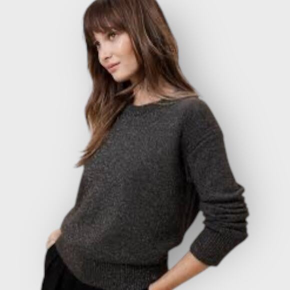 Banana Republic XS Charcoal Soft Grunge Knit Cotton Blend Pullover Sweater - Picture 2 of 6